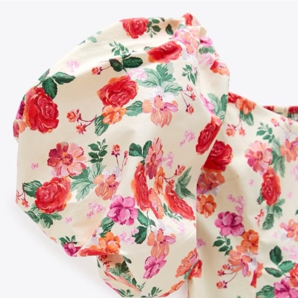 NWT Zara Caroline Floral Puff Sleeve mini dress - Picture 3 of 5